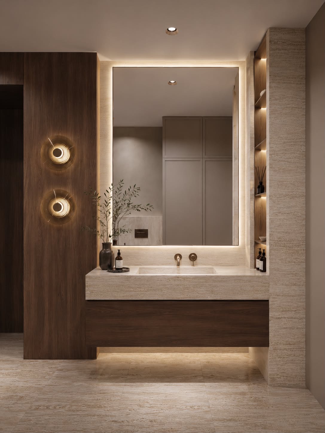 Ambra — Il lavabo e i volumi integrati