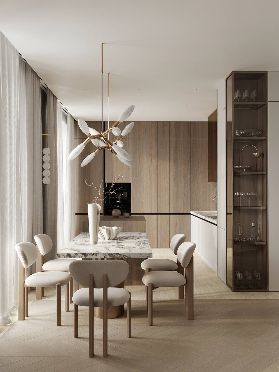 Casa Light — la zona pranzo vista dalla cucina