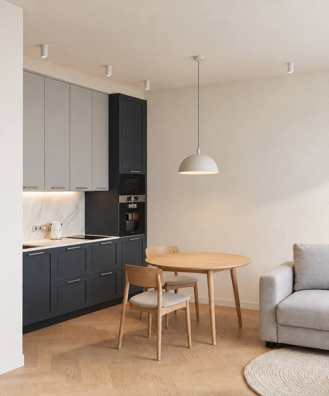 Cucina e zona pranzo prima del restyling